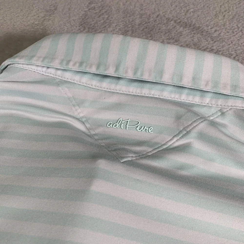 Adidas AdiPure Polo Shirt Mens XL Mint Green White Stripe Golf Performance‎